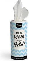 Vaderdag - Tissue Dispenser - Mijn Papa mijn held! - In cadeauverpakking met gekleurd lint
