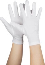 Set van 2 paar voordelige witte verkleed handschoenen kort - sinterklaas / kerstman handschoenen