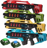 Light Battle Anti-Cheat Mega Blaster Laserguns - Rood/Blauw/Geel/Groen - 4 Pack + 2 Targets