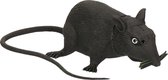 Halloween Piepende horror decoratie rat 13 cm - Halloween/horror thema decoratie en versiering - Zwarte rat