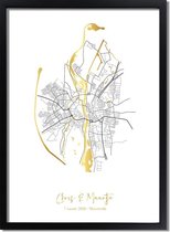 DesignClaud Huwelijksposter Stadskaart trouwposter Goudfolie A3 poster (29,7x42 cm)