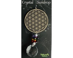 Spinner COSMO HANGER FLOUWER OF LIFE / LEVENSBLOEM  9.5 cm MET CRYSTAL SUNDROP kristal glas eronder 45CM Feng Shui
