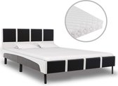 Bed met matras kunstleer zwart en wit 120x200 cm