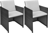 Tuinstoelen 2 st met kussens poly rattan zwart