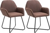 Eetkamerstoelen 2 st stof bruin