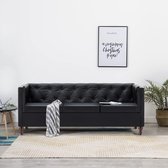 Driezitsbank Chesterfield-stijl kunstleren bekleding zwart