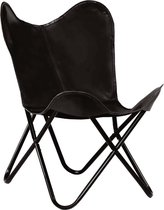 Vlinderstoel kindermaat - Echt leren bekleding en stalen frame - Zwart - 56 x 63 x 76 cm