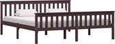 Bedframe massief grenenhout donkerbruin 180x200 cm