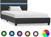 Bedframe met LED kunstleer grijs 100x200 cm