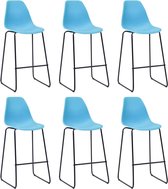Barstoelen 6 st kunststof blauw