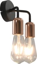 Wandlamp E27 zwart en koperkleurig