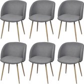 Eetkamerstoelen 6 stuks stof lichtgrijs