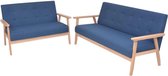 Bankstel stof blauw 2-delig