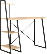 Bureau met schappen 102x50x117 cm zwart en eikenkleurig