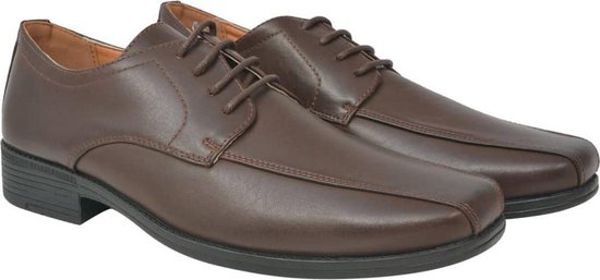Zakelijke herenschoenen veters bruin maat 45 PU leer | bol.com