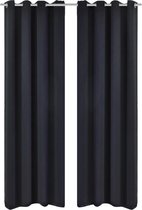 Blackout Gordijnen met metalen ringen 135 x 245 cm 2 stuks (zwart)