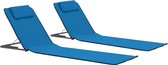 Strandmatten inklapbaar 2 st staal en stof blauw