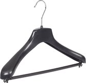 De Kledinghanger Gigant - 50 x Mantel / kostuumhanger kunststof zwart met schouderverbreding en broeklat, 36 cm