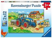 Ravensburger puzzel Op de bouwplaats en boerderij - 2x12 stukjes - kinderpuzzel