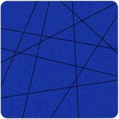 Lijnen vilt onderzetter vierkant - Donkerblauw - 6 stuks – 9,5 x 9,5 cm - Tafeldecoratie - Glas onderzetter - Cadeau - Woondecoratie - Woonkamer - Tafelbescherming - Onderzetters V