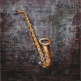 3D art Metaalschilderij - Saxofoon - handgeschilderd - 80 x 80 cm