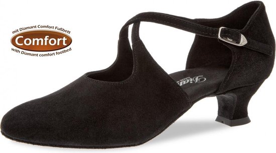 Chaussures de salon pour femme Diamant 052-112-001 - Chaussures de danse danse de salon - Daim noir - Taille 40,5