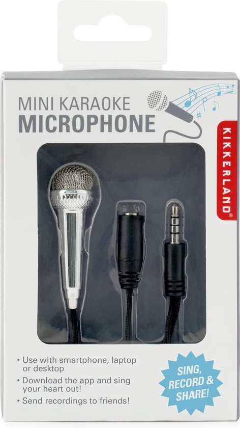 Kikkerland Mini karaoke microfoon voor smartphones – Ideaal voor Tiktok – Muziek – Karaoke – Feestje – Zilver - Kadotip - Kikkerland