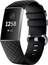 Siliconen Smartwatch bandje - Geschikt voor  Fitbit Charge 4 silicone band - zwart - Maat: L - Horlogeband / Polsband / Armband