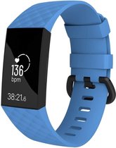 Siliconen Smartwatch bandje - Geschikt voor  Fitbit Charge 4 silicone band - lichtblauw - Maat: L - Horlogeband / Polsband / Armband