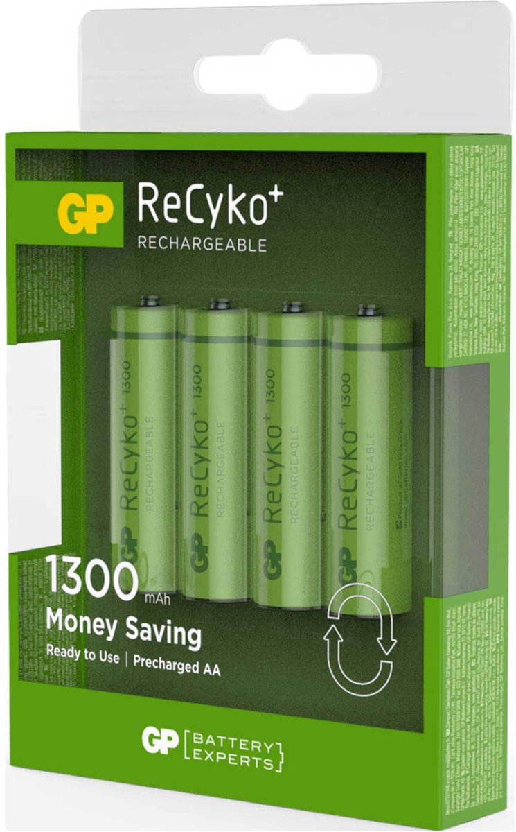 GP ReCyko+ Oplaadbare AA-batterijen - 1300 mAh - 4 stuks