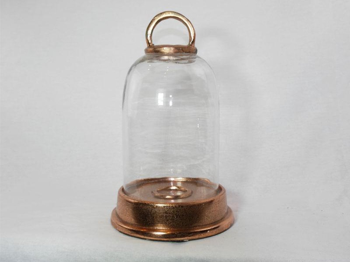 SENSE Glazen stolp - Stolp met aluminium voet - Stolp lantaarn - Windlicht  - Hurricane - Stolp met plateau