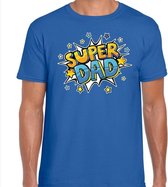 Super dad cadeau t-shirt voor papa blauw voor heren S