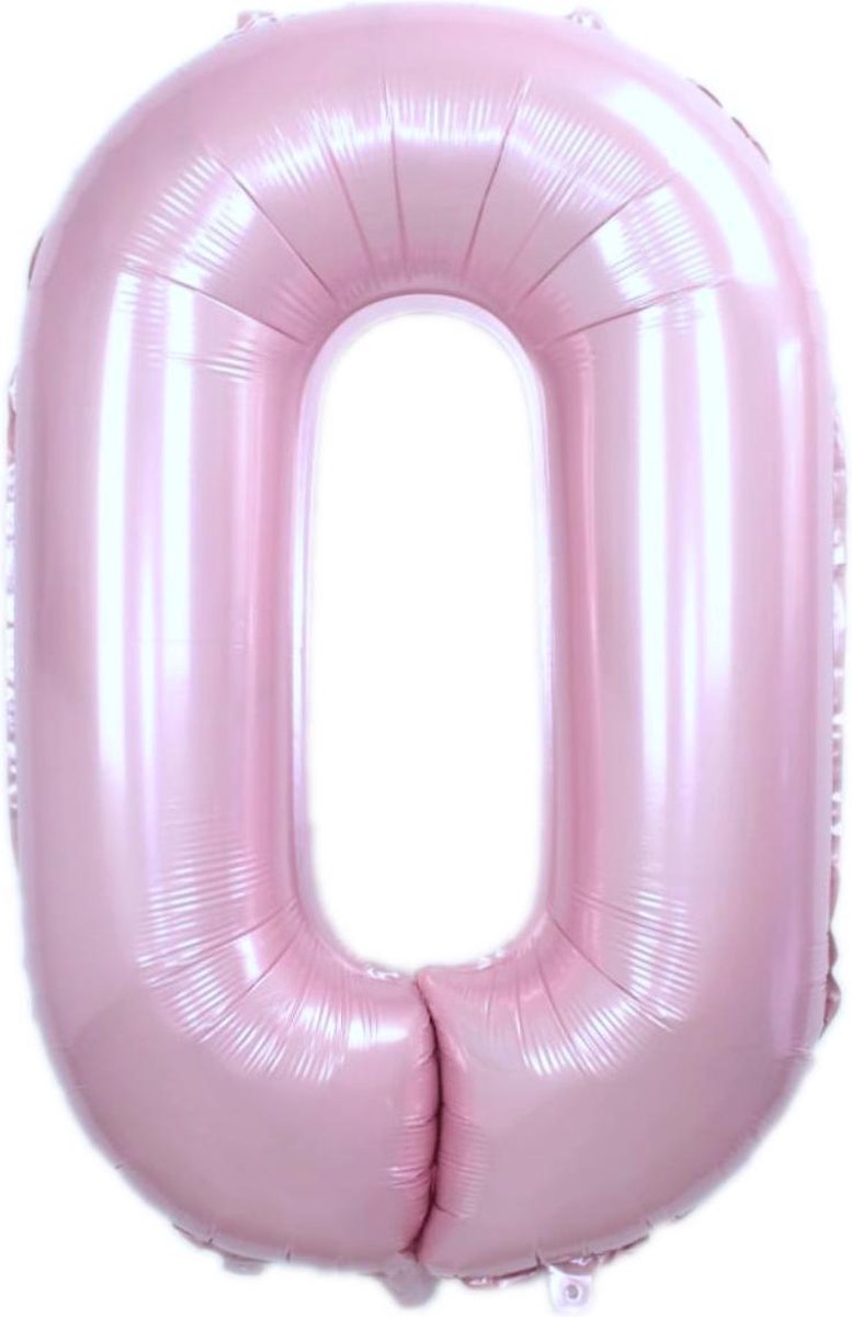 Folie Ballon Cijfer 0 Jaar Cijferballon Feest Versiering Folieballon Verjaardag Versiering Roze XL 86Cm Met Rietje