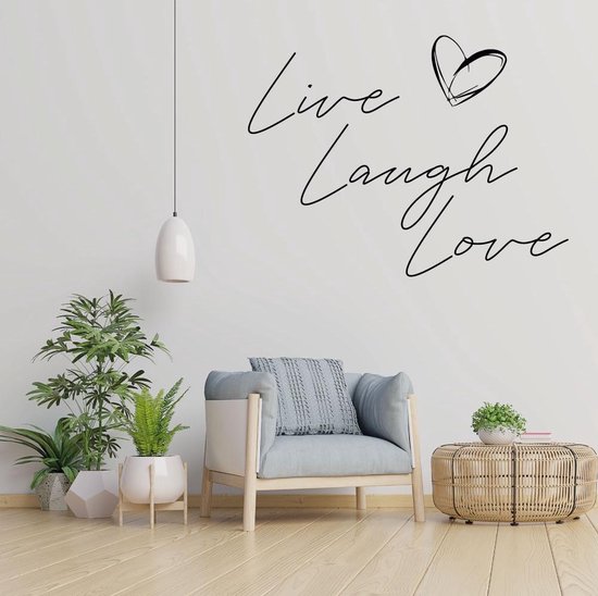 Sticker mural de salon Live, Laugh, Love - Zwart, Stickers muraux salon, stickers