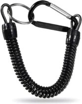Fako Bijoux® - Sleutelhanger Spiraal - Uittrekbaar - Verend - 24cm - Zwart