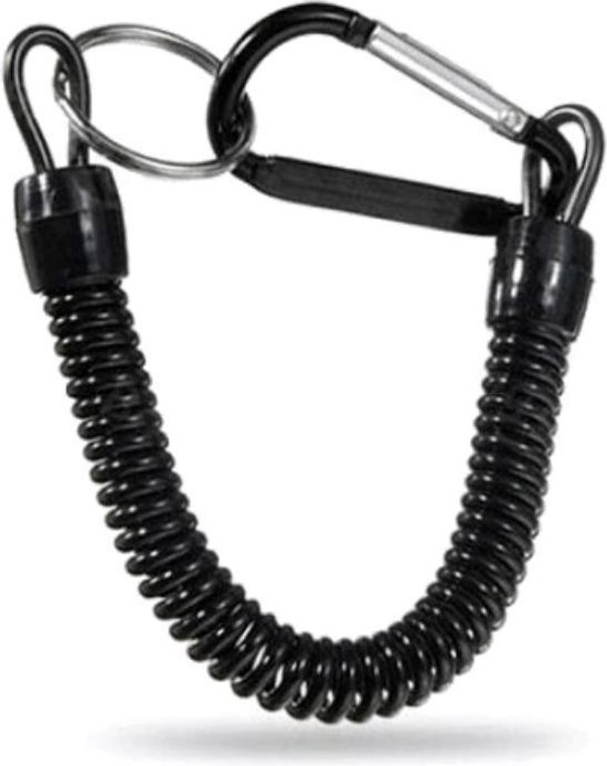 Fako Bijoux® - Sleutelhanger Spiraal - Uittrekbaar - Verend - 24cm - Zwart bol.com