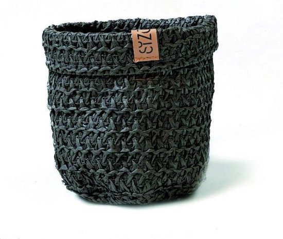 SIZO Knitted Paper Bag zwart Ø 30 cm