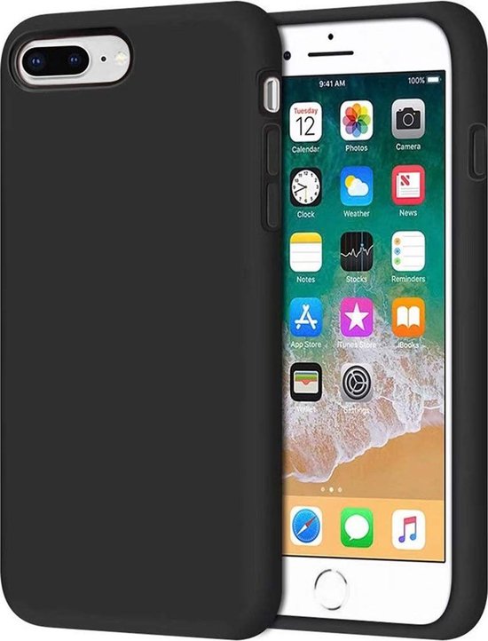 Hoes voor iPhone 8 Plus Hoesje Siliconen Case Hoes Cover Dun - Zwart |  bol.com
