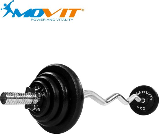 Movit EZ-Curl Halterset van 26 kg – Massieve Stang van 6 KG – 120cm -  Fitness – Halter... | bol.com