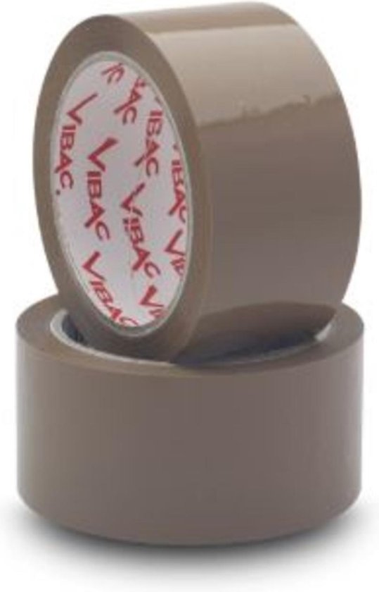 Doos met 36 rollen PP acryl verpakkingstape low noise - bruin - VIBAC - tape plakband | bol.com