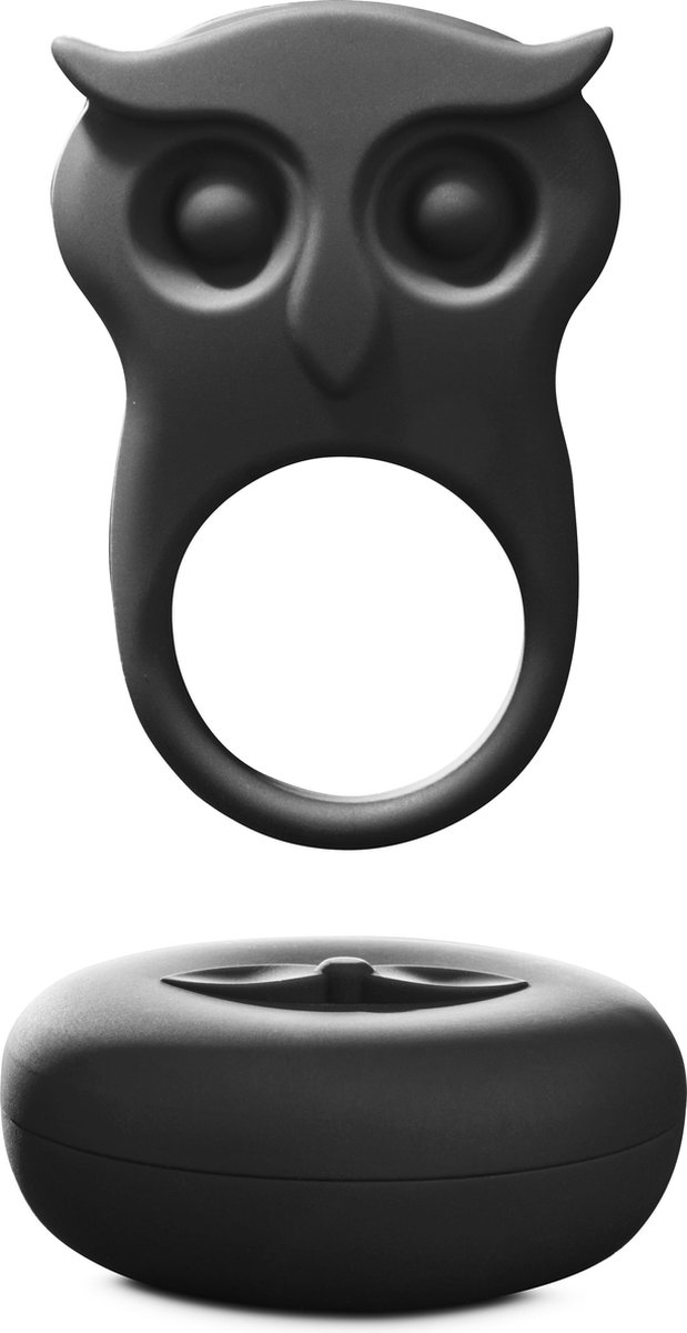 Le Hibou Oehoe Remote Noir - Vibrerende penisring - Voor koppels - Vibrerende Cockring - Met clitorisstimulatie - Waterproof - Penisring - Siliconen - USB oplaadbaar