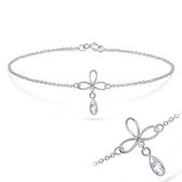 Joy|S - Zilveren flower teardrop armband 18 cm kristal druppel bloem