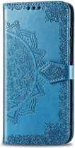 Bloem blauw book case hoesje Motorola Moto G8 Power