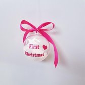 Kerstbal First Christmas Roze | Kraamcadeau | Kraampakket | Baby Cadeau