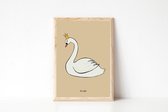 True Swan 30x40cm, beige poster - Zwaan Poster, Kinderkamer Decoratie