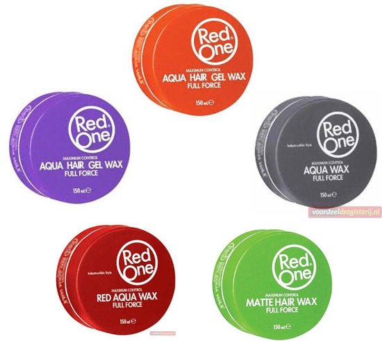 Red One Waxing - Comprend 5 - pots - - Aqua Hair Cire (MAT) 150ML - (Vert /  Zwart/
