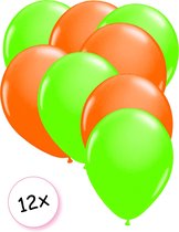 Ballonnen Neon Groen & Neon Oranje 12 stuks 25 cm