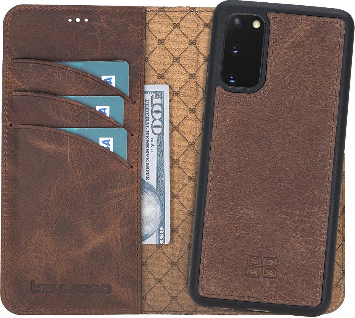 Bouletta geschikt voor Samsung S20 Uitneembare BookCase hoesje - Antic Coffee