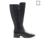 GABYLOU - LEREN ruiterlaarzen XL voor BREDE KUITEN - Model Noëlla - Zwart, Maat 37