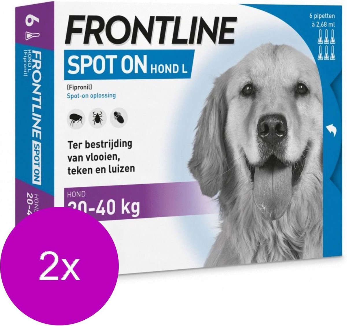 Bol Com Frontline Spot On 3 Large Hond Large Anti Vlooien En Tekenmiddel 2 X 6 Pip